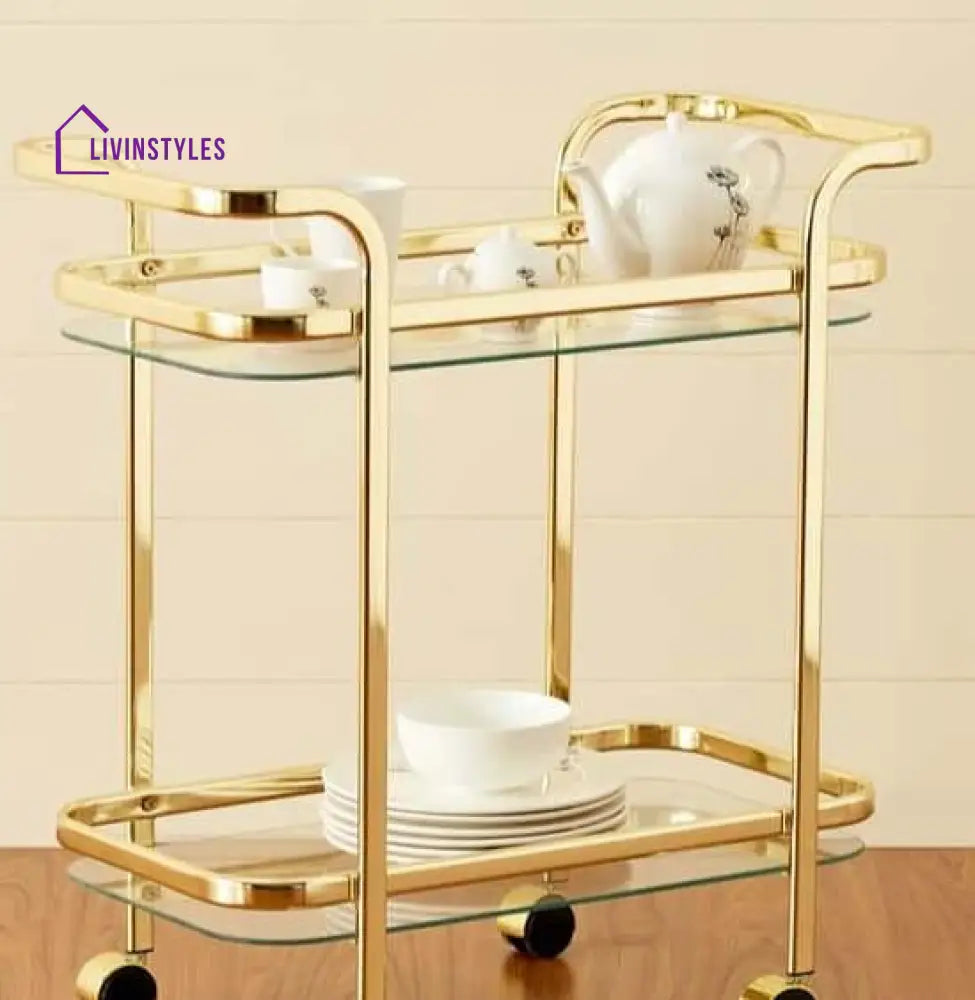 Stylish Bar Cart Trolley With Dual Side Handles (Iron) Serveware