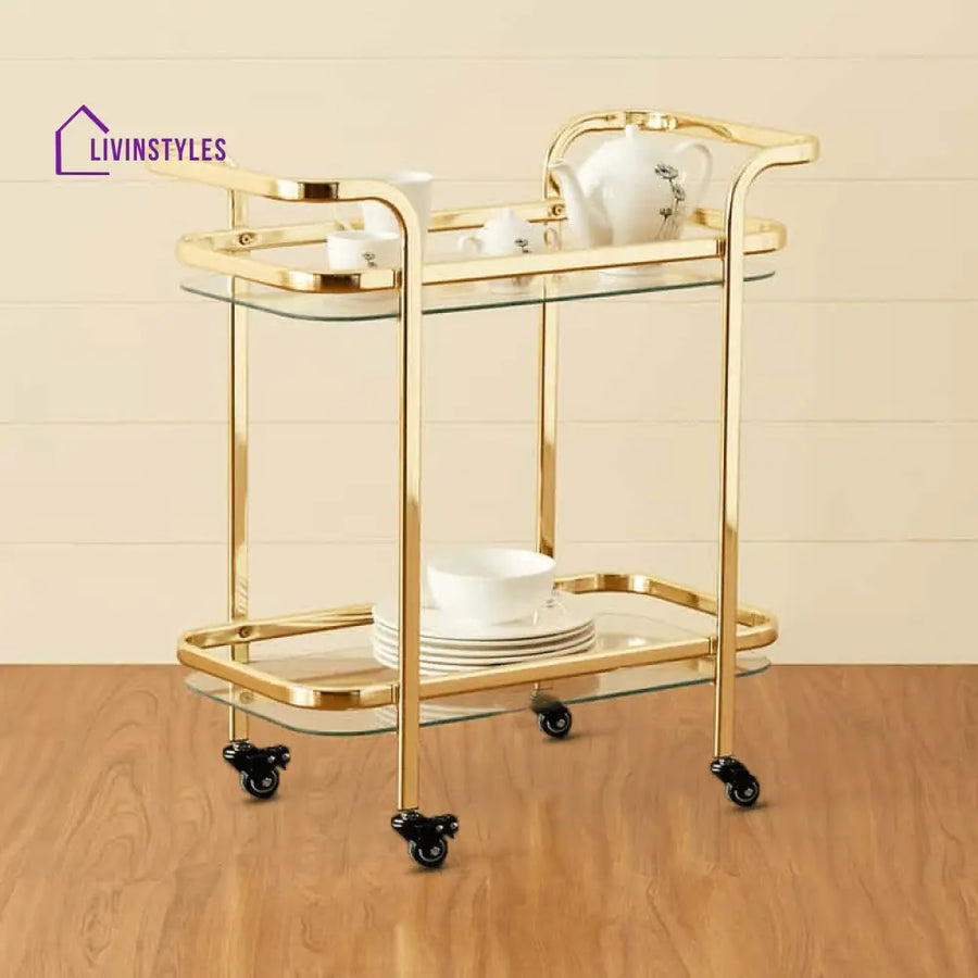 Stylish Bar Cart Trolley With Dual Side Handles (Iron) Serveware