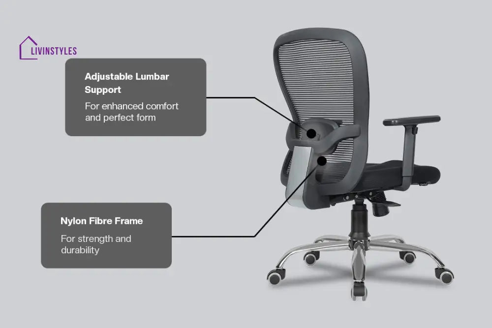 Subham Crystal V2 Mid Back Mesh Office Chair Efficient Chairs