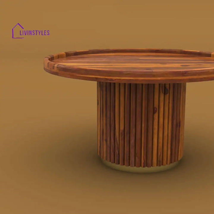 Sudhir Round Coffee Table (Honey Finish)