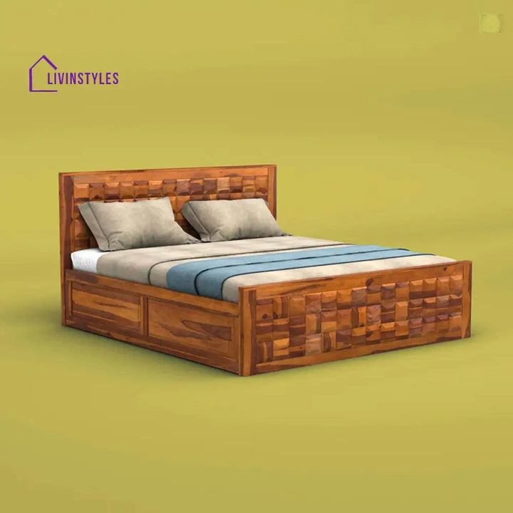 Sujata Box Storage Bed (Queen Size Honey Finish)