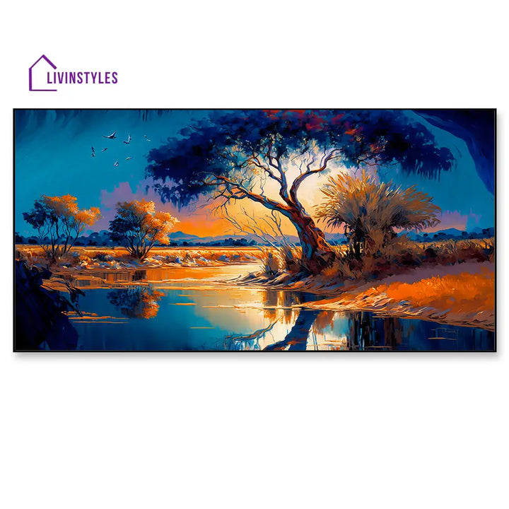 Sunset Tree Reflection Canvas Art Wall Painting