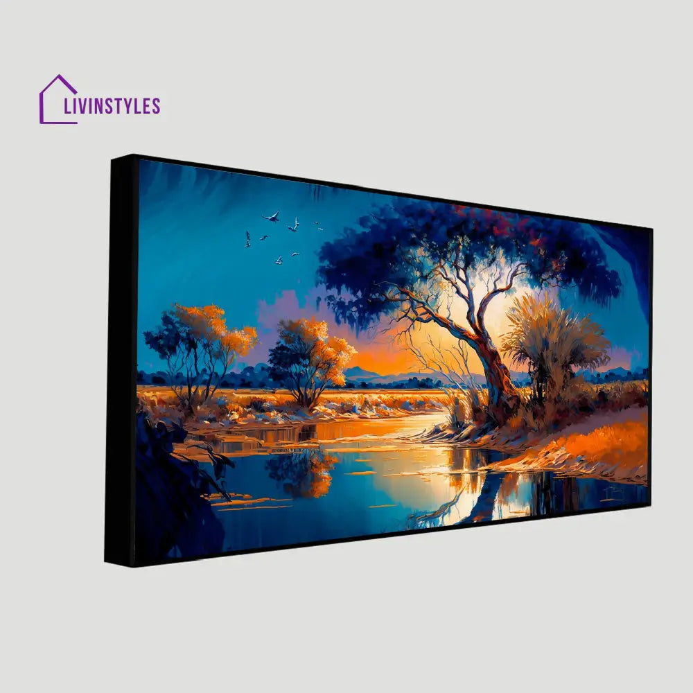 Sunset Tree Reflection Canvas Art Wall Painting