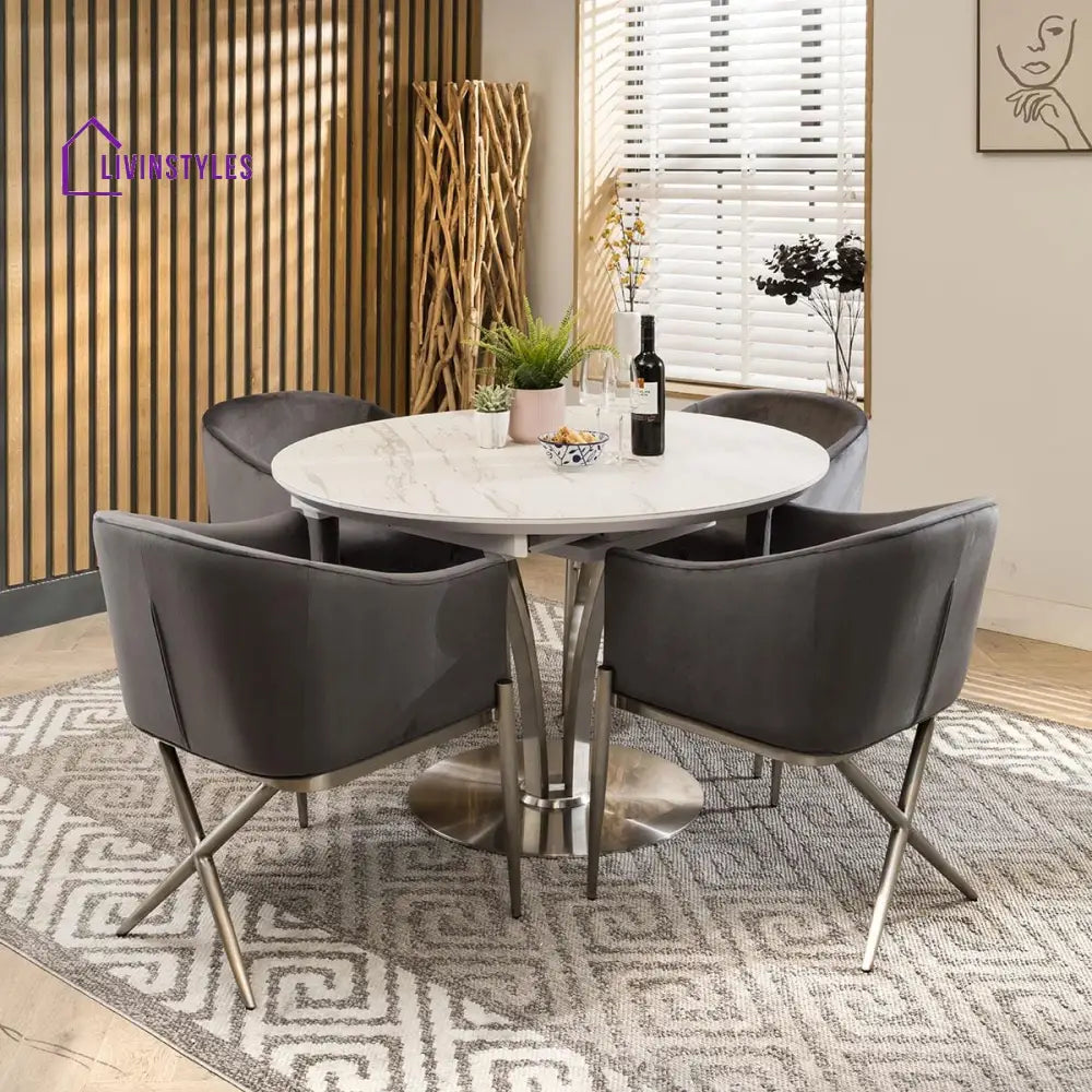 Supriya 4 Zoe Velvet Carver Dining Chairs Grey