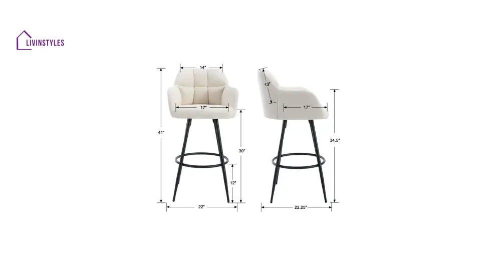 White Color Cayden Bar Stool