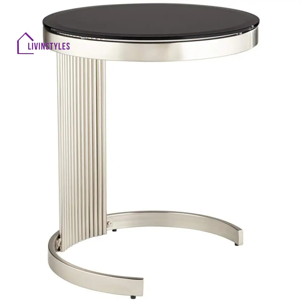 Surya Metal Side Table For Living Room - Glass Top