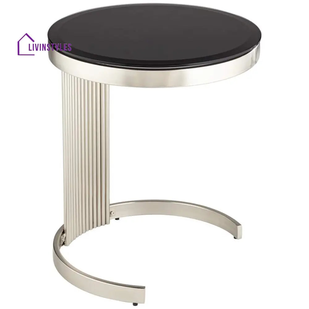 Surya Metal Side Table For Living Room - Glass Top