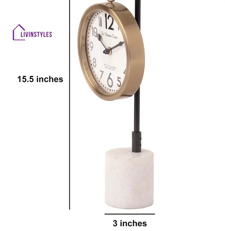 Suspended Marble Time Keeper In Gold Table Clock