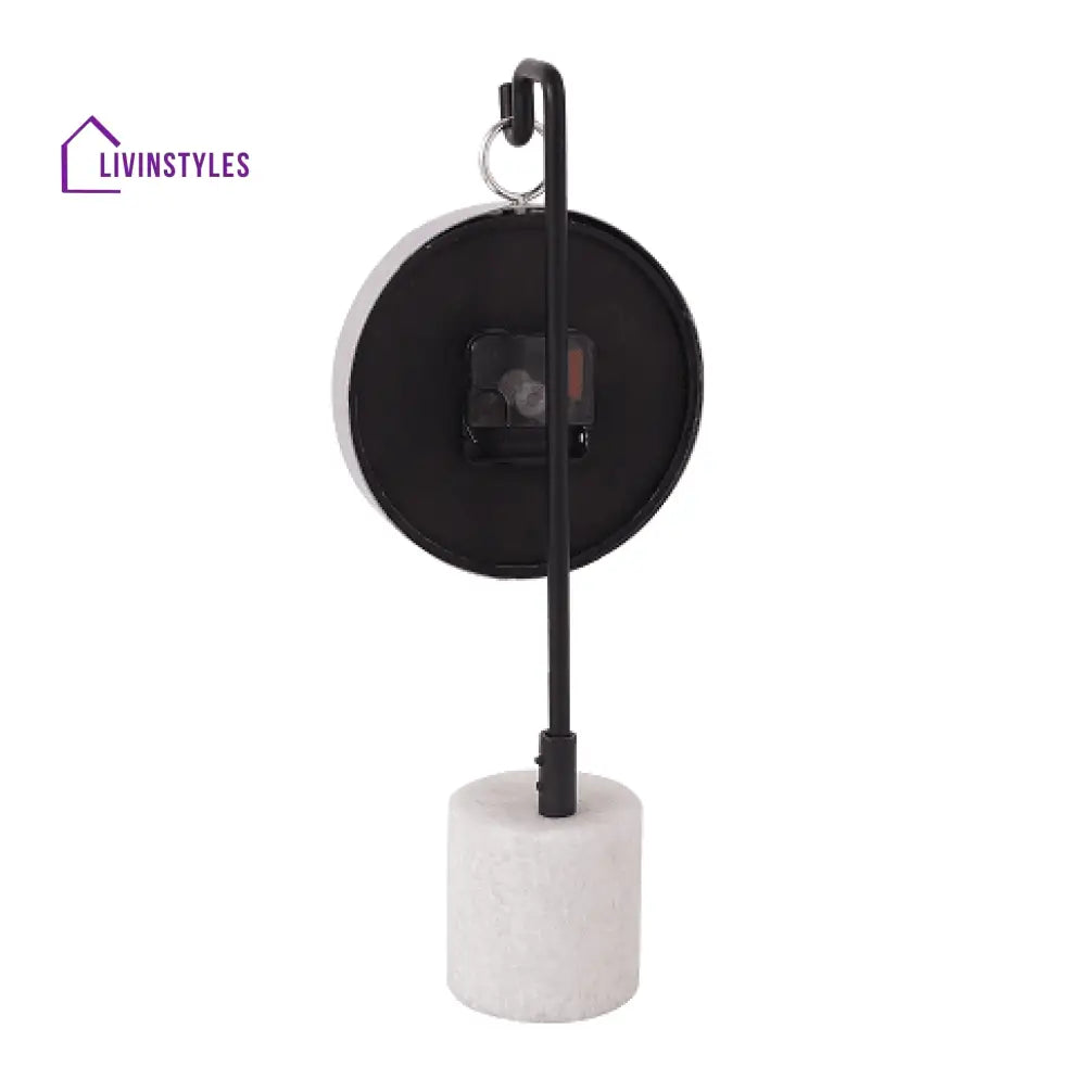 Suspended Marble Time Keeper In Silver Table Clock