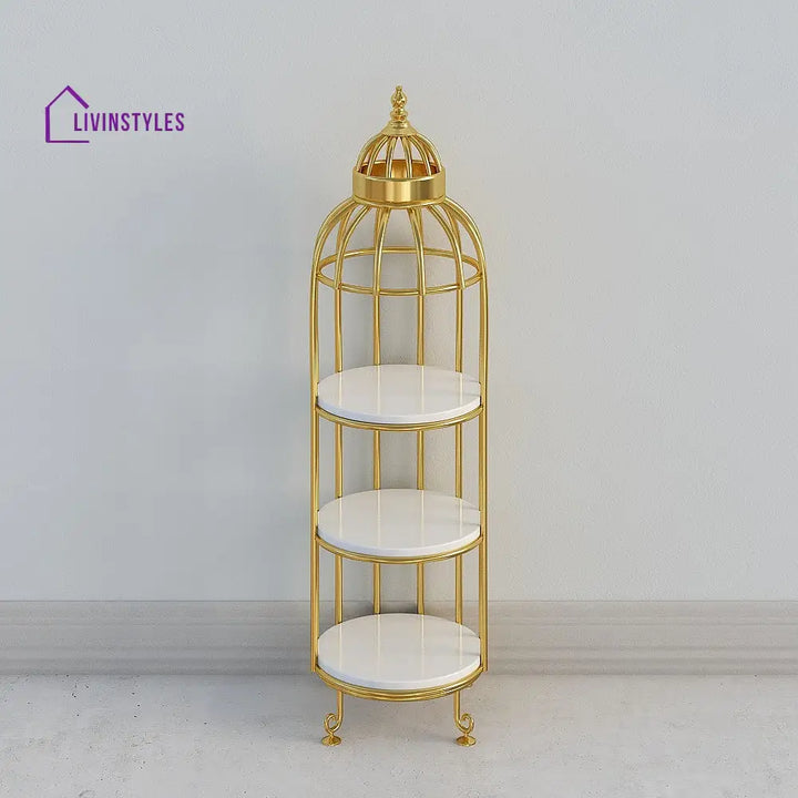 Swati Modern Bird Cage Shaped Plant Stand - Gold