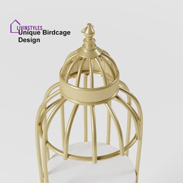 Swati Modern Bird Cage Shaped Plant Stand - Gold