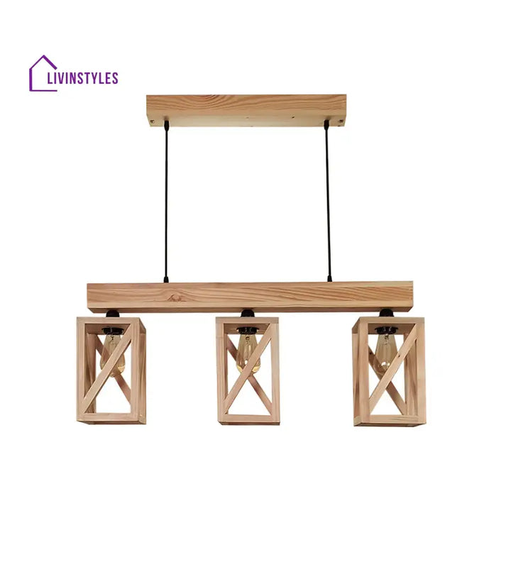 Symmetric Beige Wooden Series Hanging Lamp Lamps