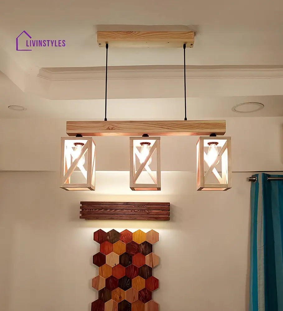 Symmetric Beige Wooden Series Hanging Lamp Lamps