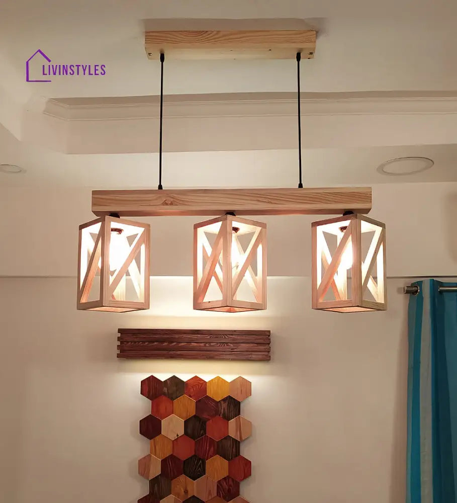 Symmetric Beige Wooden Series Hanging Lamp Lamps