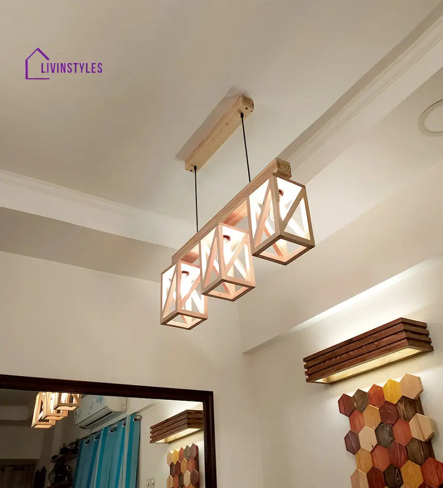 Symmetric Beige Wooden Series Hanging Lamp Lamps