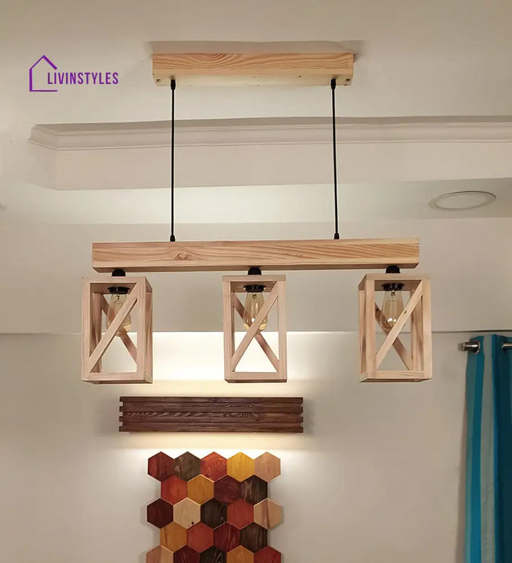 Symmetric Beige Wooden Series Hanging Lamp Lamps