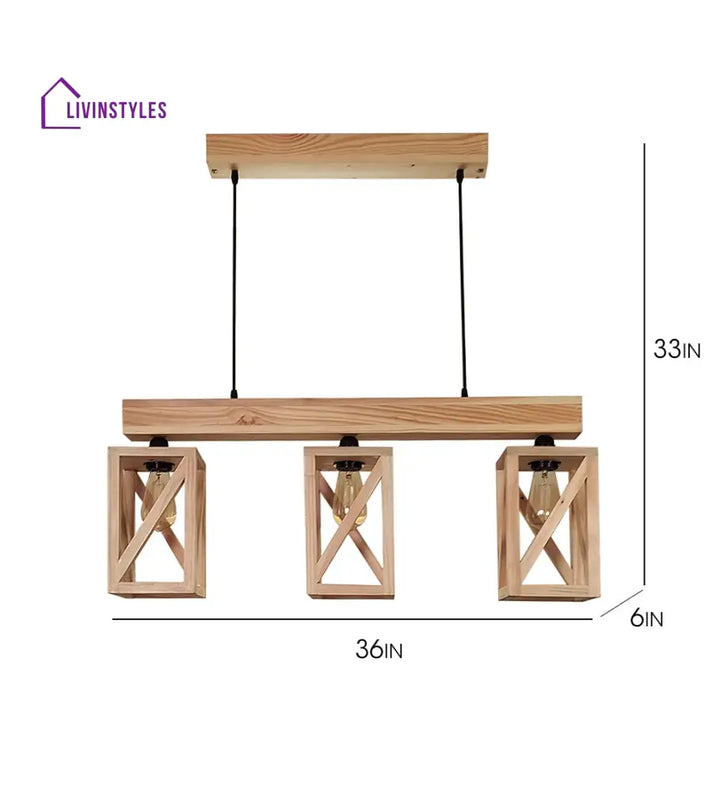 Symmetric Beige Wooden Series Hanging Lamp Lamps