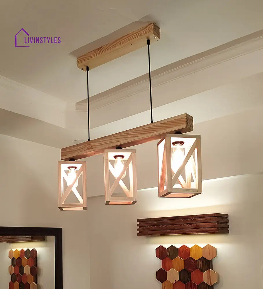 Symmetric Beige Wooden Series Hanging Lamp Lamps