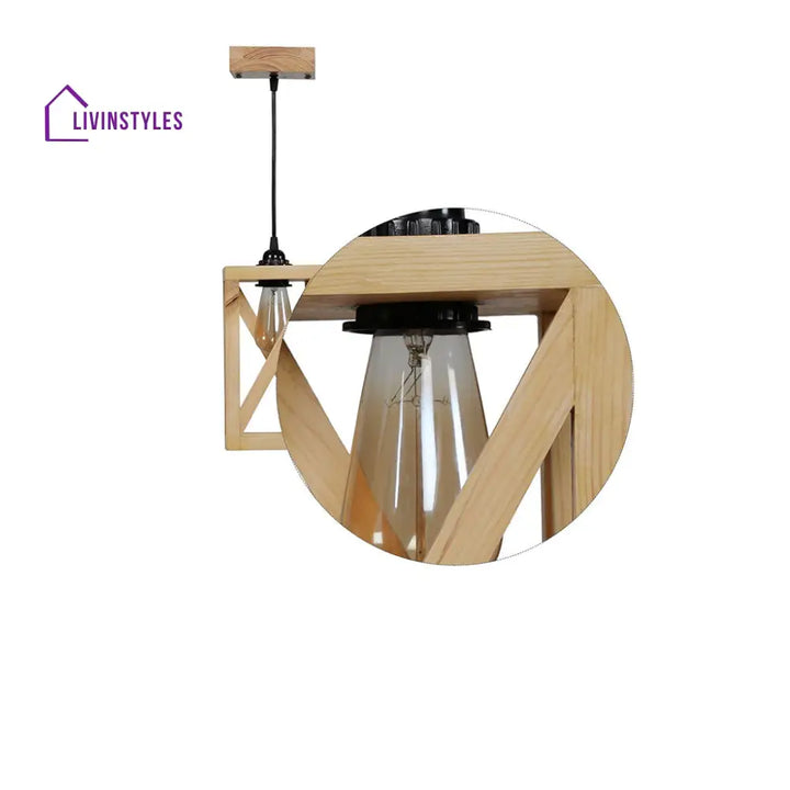 Symmetric Beige Wooden Single Hanging Lamp Lamps