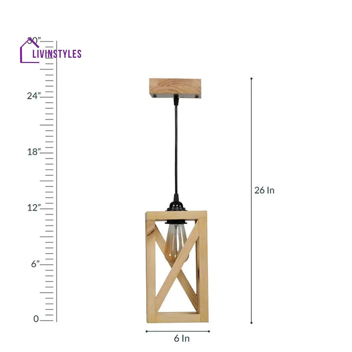 Symmetric Beige Wooden Single Hanging Lamp Lamps