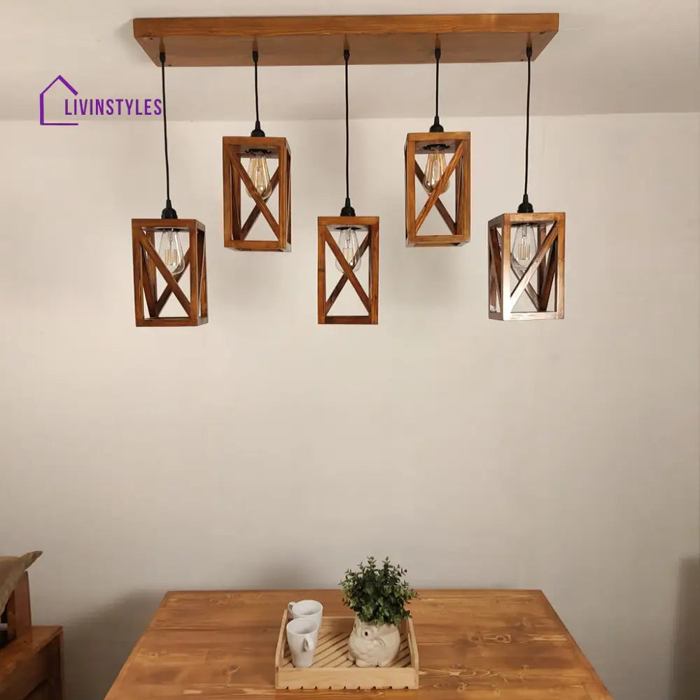 Symmetric Brown 5 Series Hanging Lamp Lamps