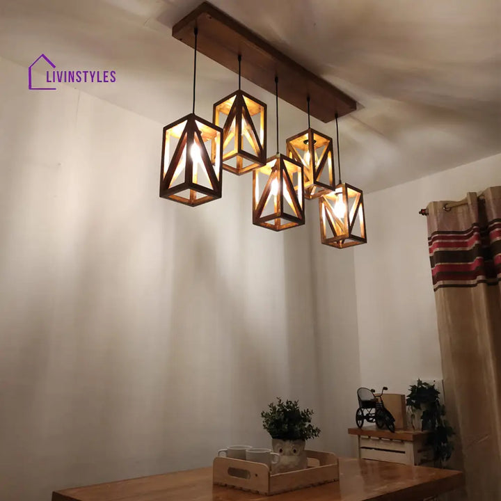 Symmetric Brown 5 Series Hanging Lamp Lamps