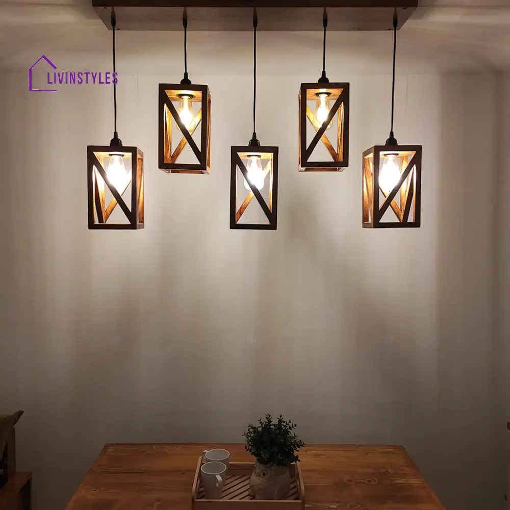 Symmetric Brown 5 Series Hanging Lamp Lamps