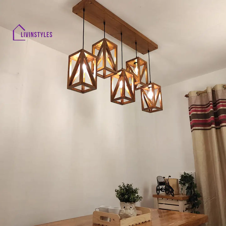 Symmetric Brown 5 Series Hanging Lamp Lamps