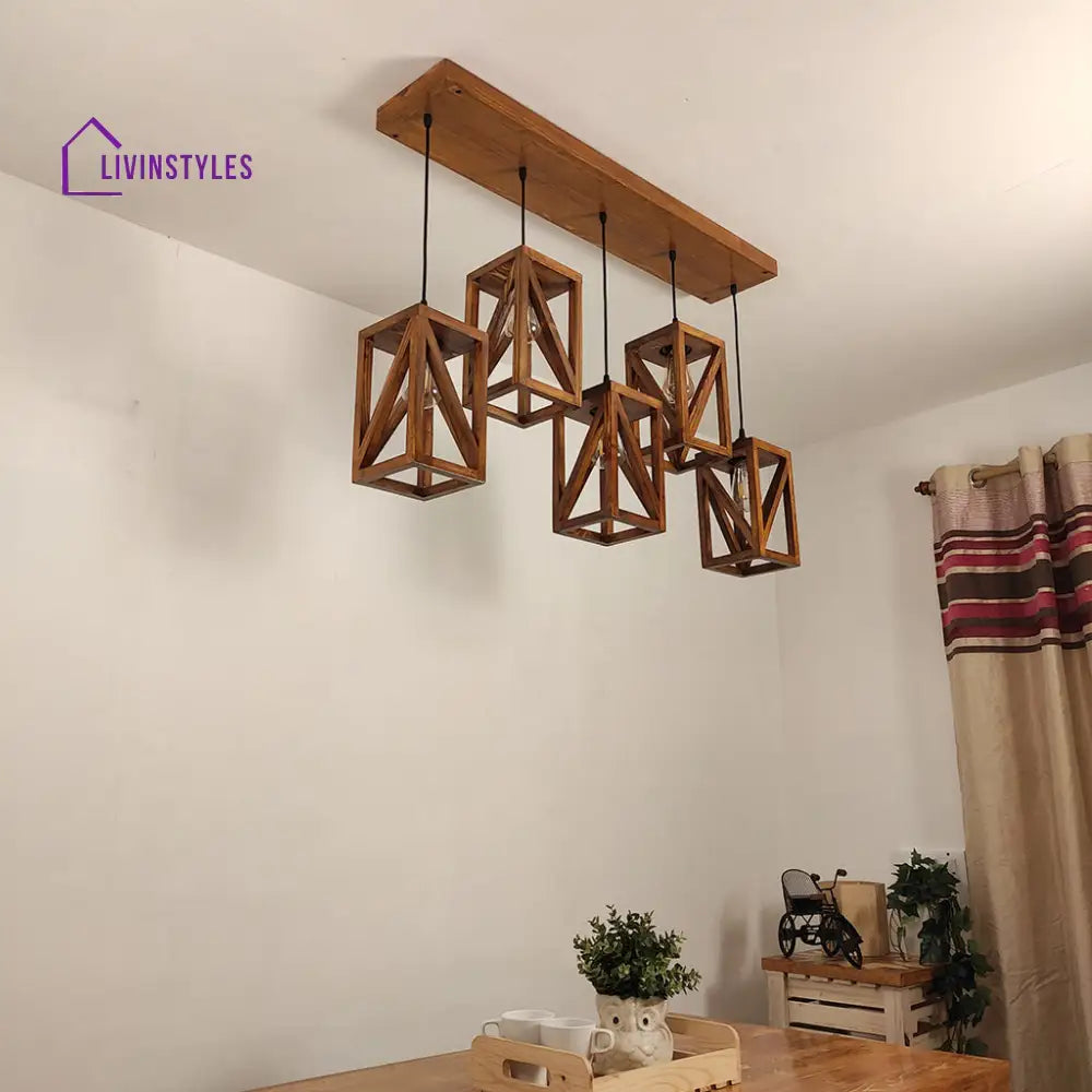 Symmetric Brown 5 Series Hanging Lamp Lamps