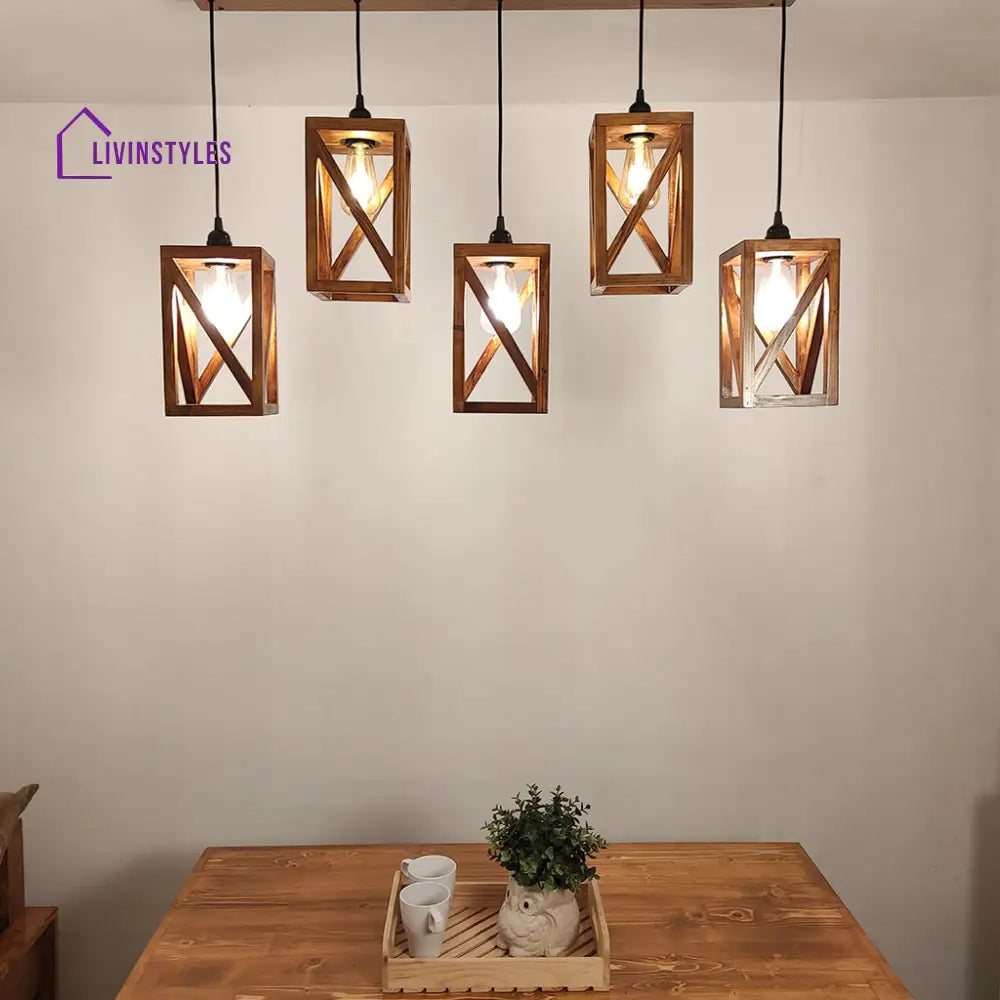 Symmetric Brown 5 Series Hanging Lamp Lamps