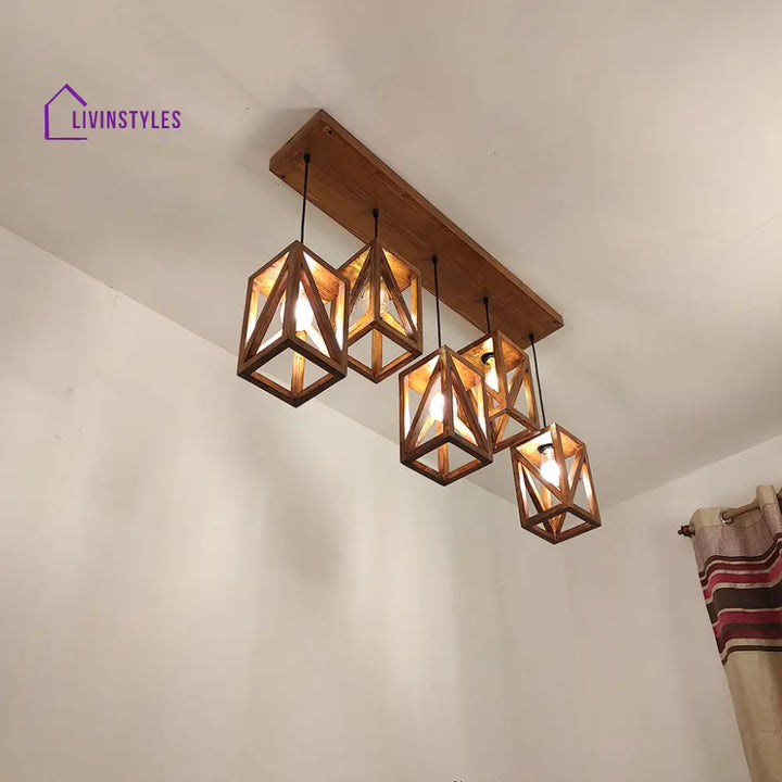 Symmetric Brown 5 Series Hanging Lamp Lamps