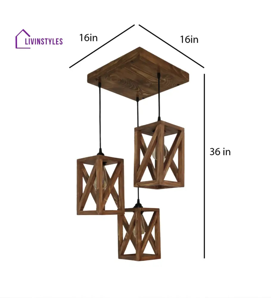 Symmetric Brown Wooden Cluster Hanging Lamp Hanging Lamps