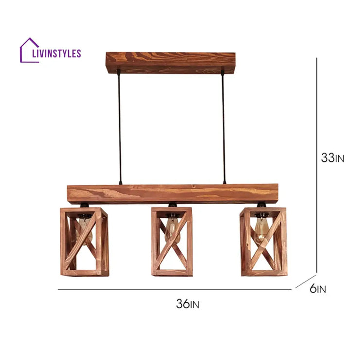 Symmetric Brown Wooden Series Hanging Lamp Lamps