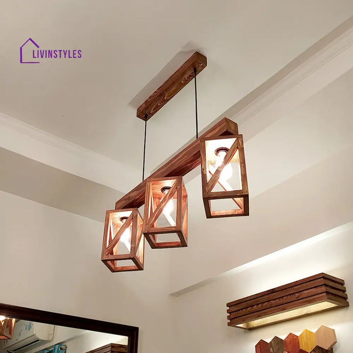 Symmetric Brown Wooden Series Hanging Lamp Lamps