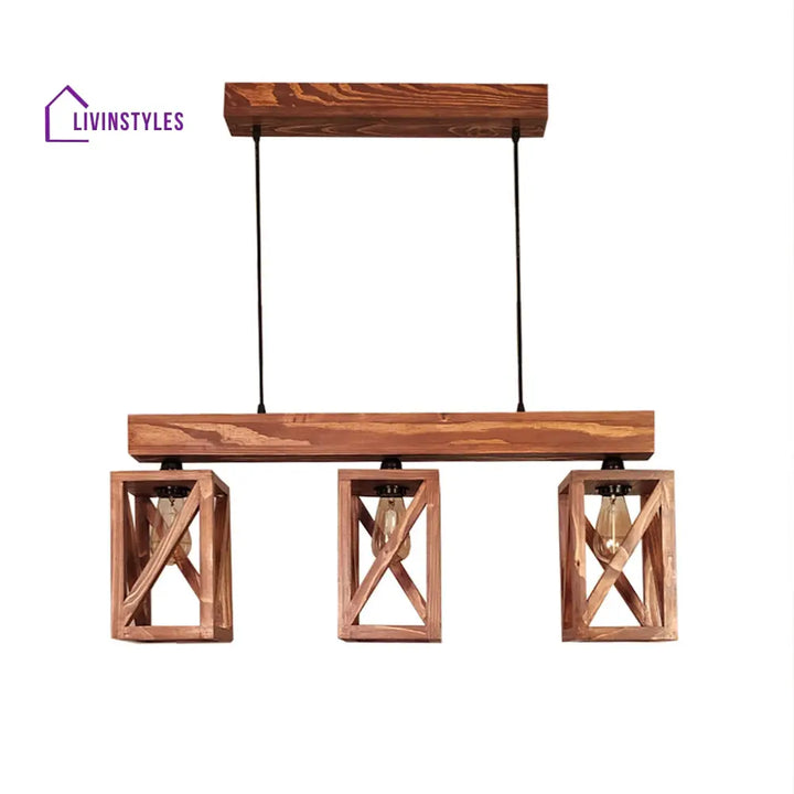 Symmetric Brown Wooden Series Hanging Lamp Lamps