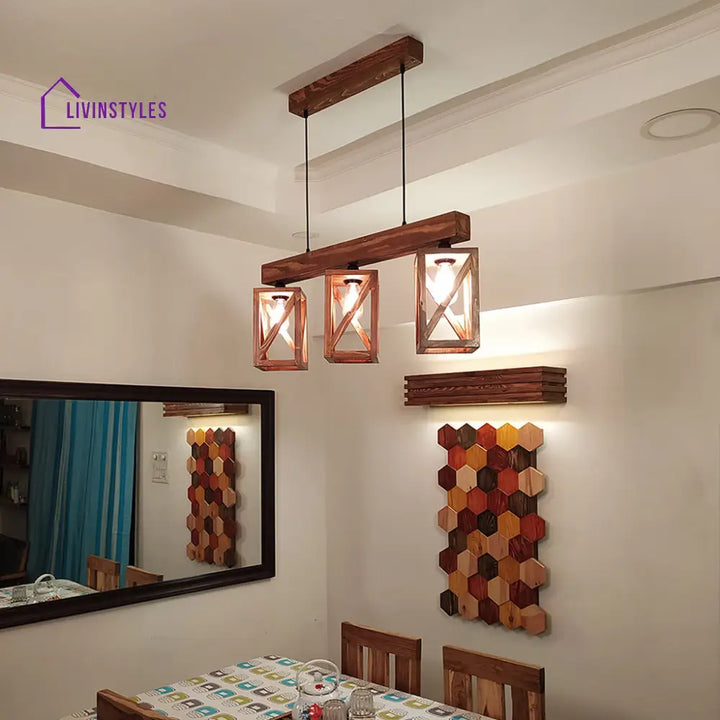 Symmetric Brown Wooden Series Hanging Lamp Lamps