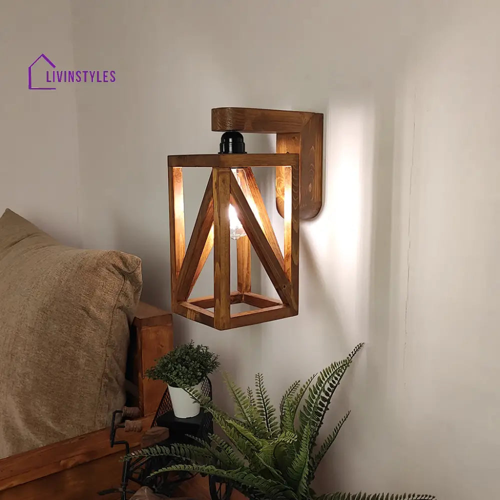 Symmetric Brown Wooden Wall Light Lights