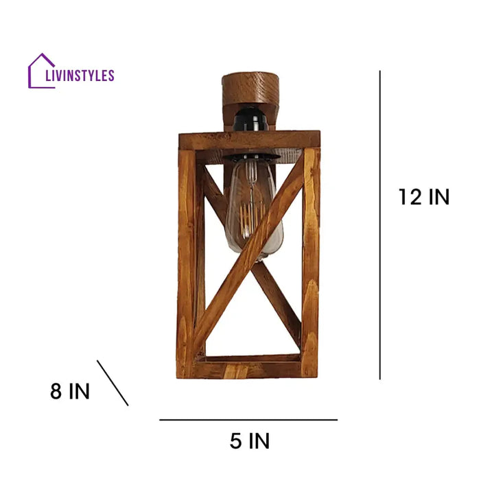 Symmetric Brown Wooden Wall Light Lights