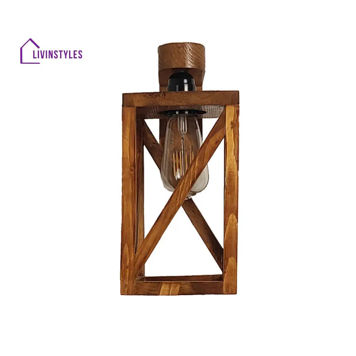 Symmetric Brown Wooden Wall Light Lights