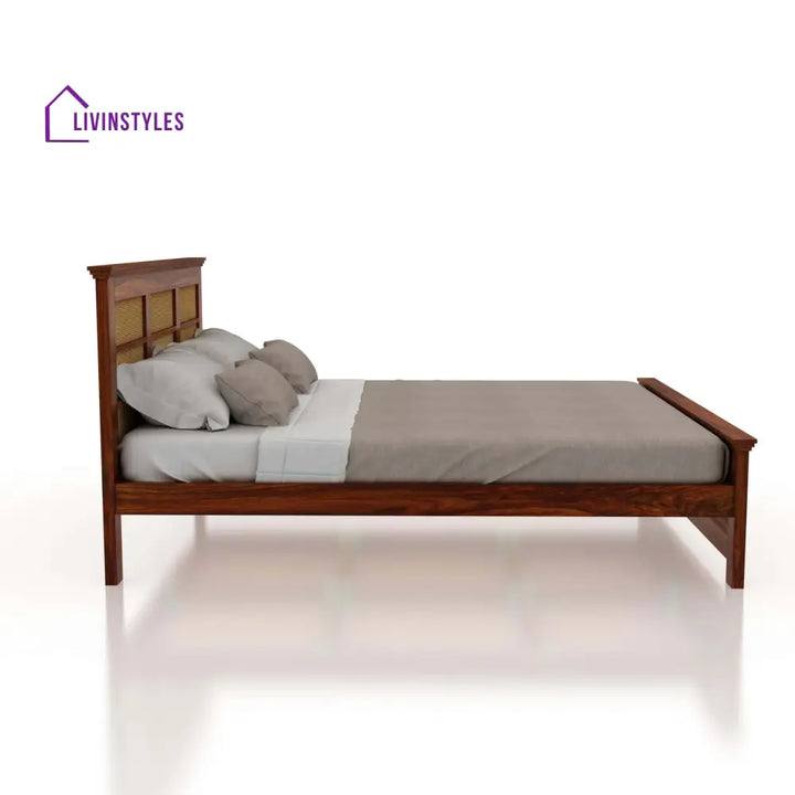 Syrus Solid Sheesham Wood Cane Bed - 1 Year Warranty