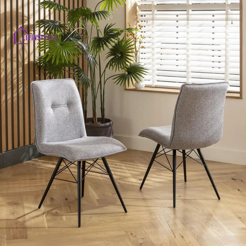 Tanya 4 Sally Modern Fabric Dining Chairs Grey