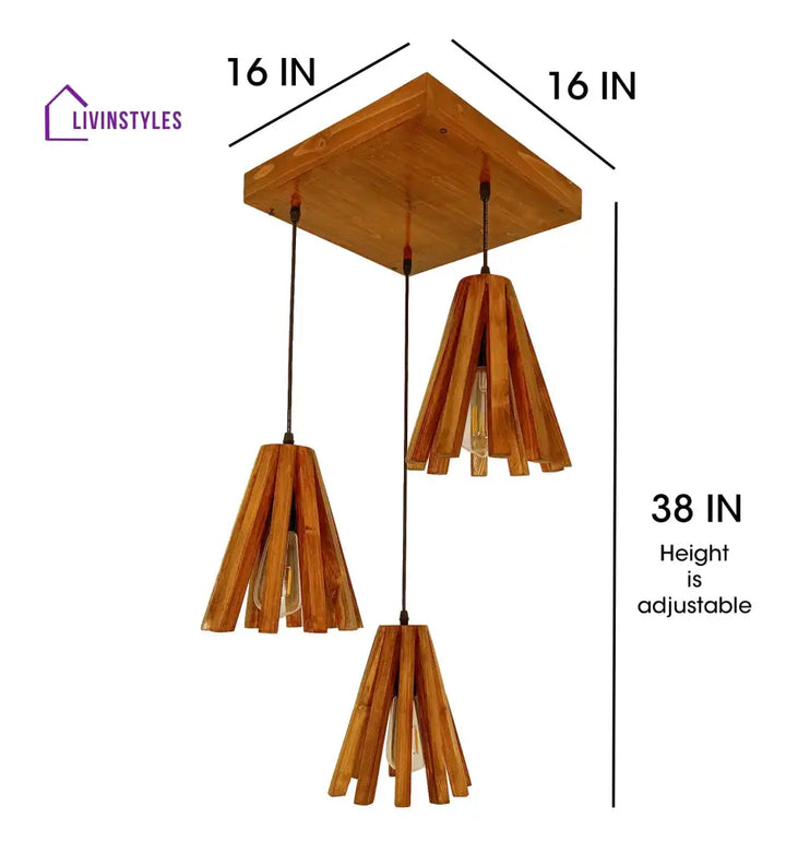 Taper Brown Wooden Cluster Hanging Lamp Lamps