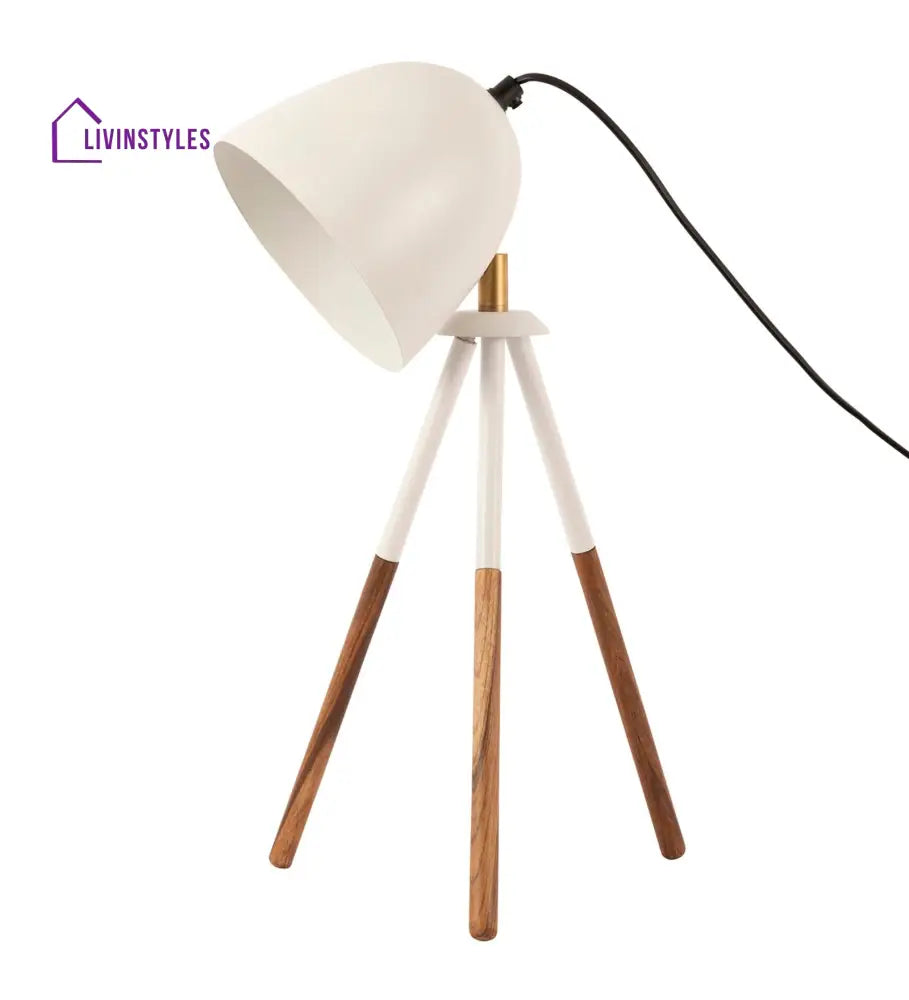 Teak Bud Desk Lamp White Table