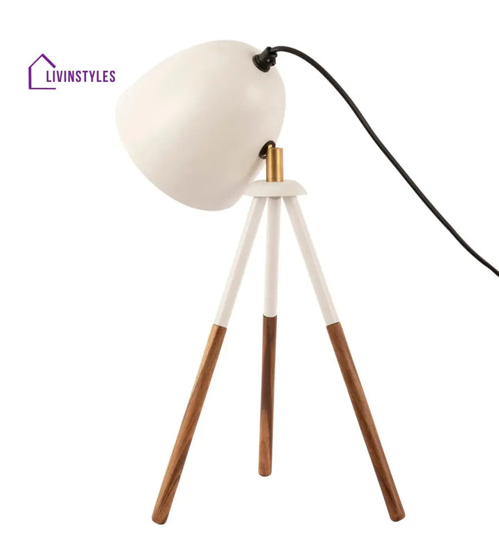 Teak Bud Desk Lamp White Table