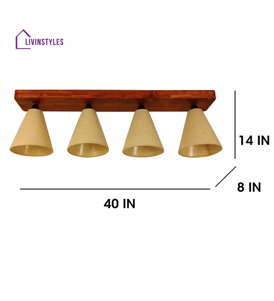 Terzo Brown Wooden 4 Series Ceiling Lamp Lights