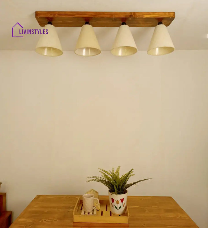 Terzo Brown Wooden 4 Series Ceiling Lamp Lights