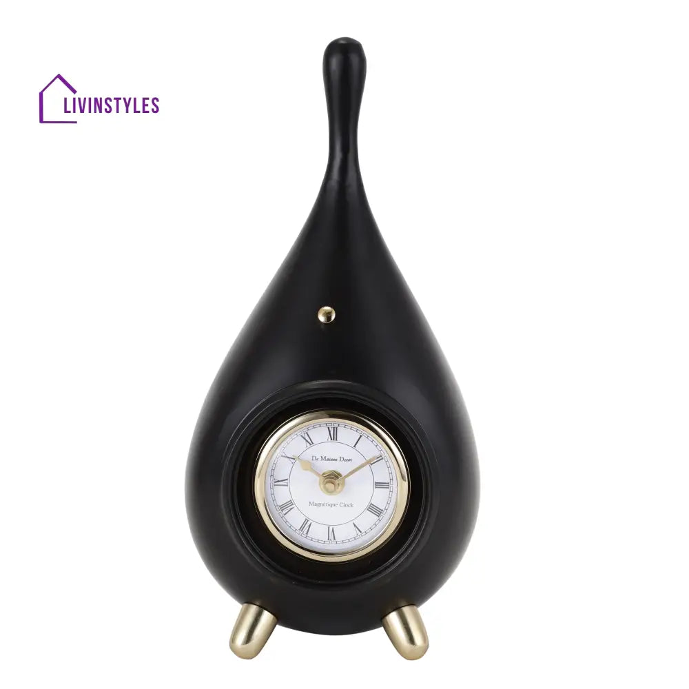 Time Drop In Black Gold Table Clock