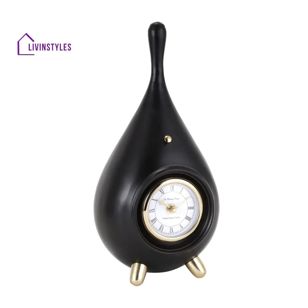 Time Drop In Black Gold Table Clock