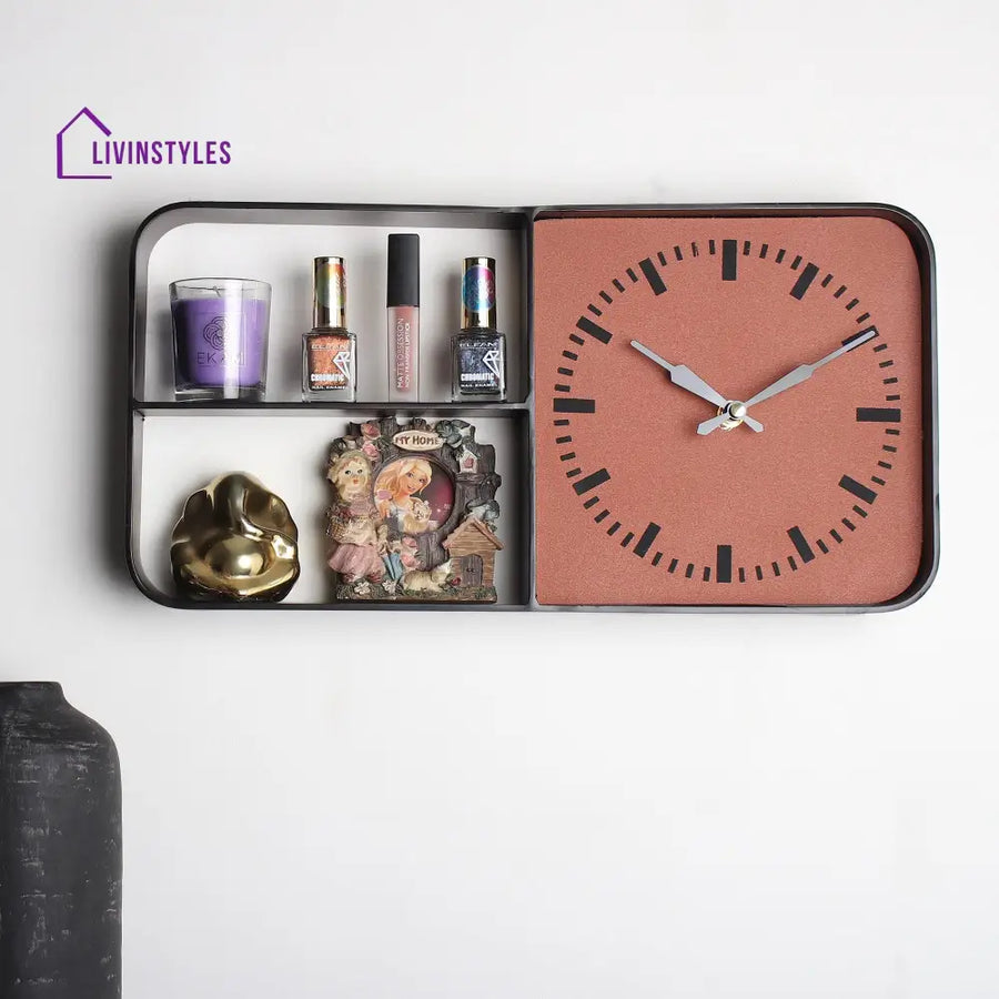 Timekeeper Shelves Wall Clock In Gold Table