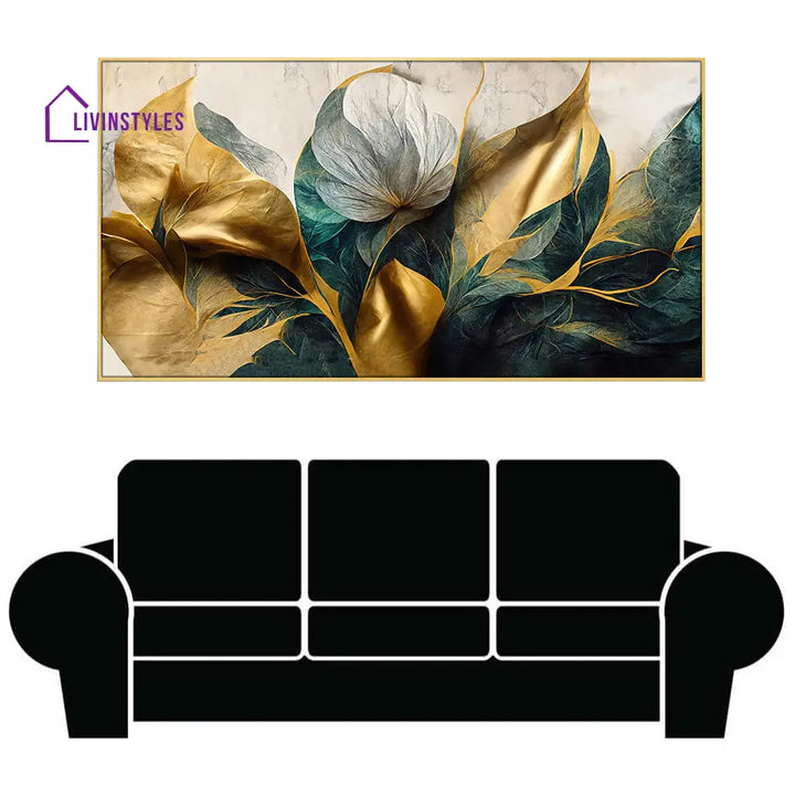 Timeless Gold Leaf Flower Design Wall Painting